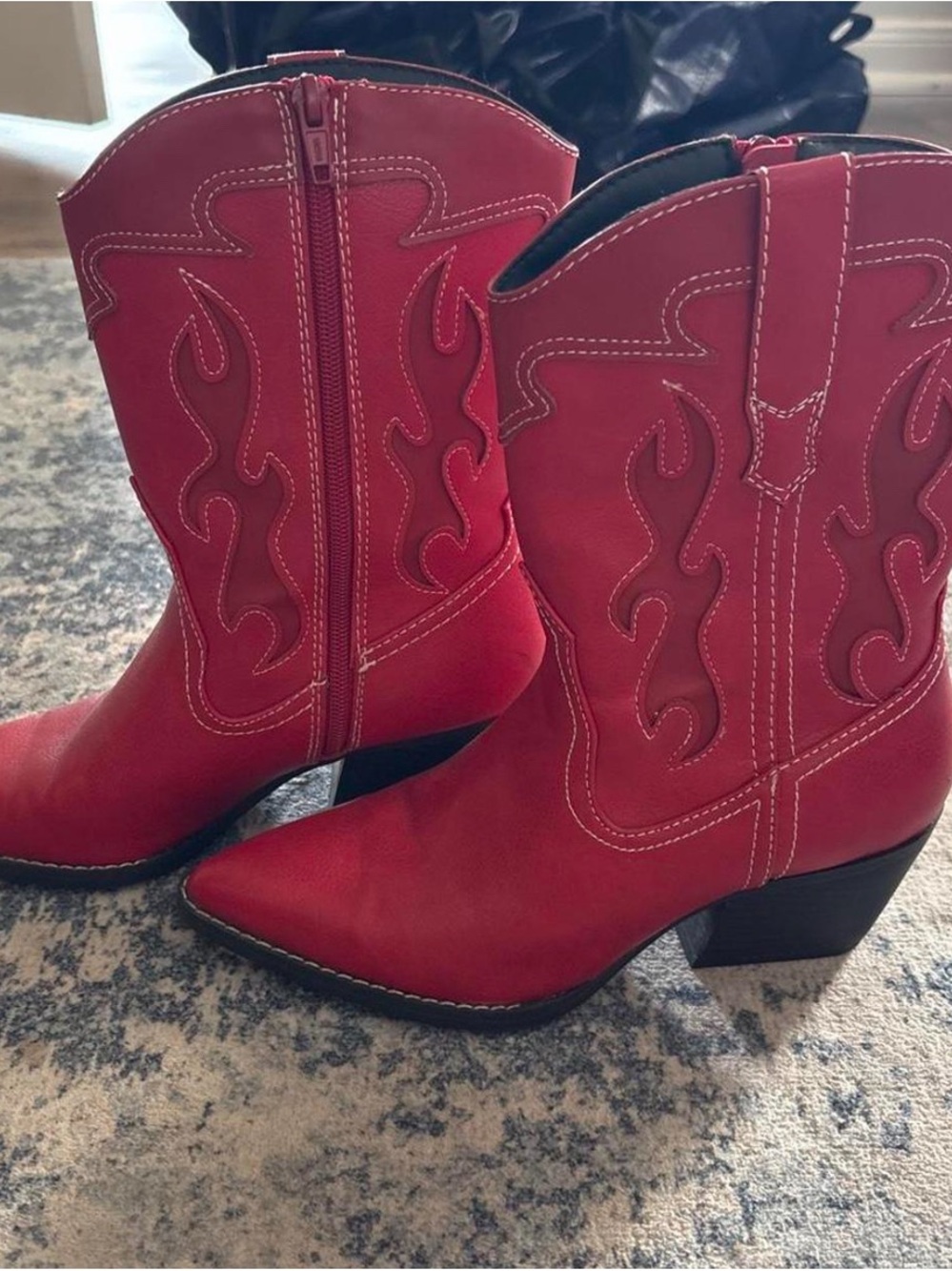 Target Red Western-Inspired Mid Heel Ankle Boots